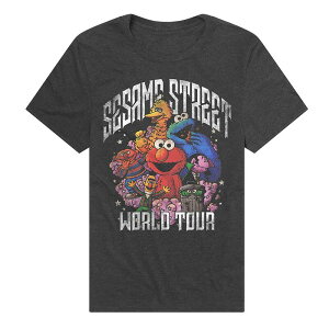 �A�j���L�����N�^�[ �����Y �g�b�v�X T�V���c �O���t�B�b�N Licensed Character Men'sesame Street World Tour Graphic Tee Charcoal �`���R�[��