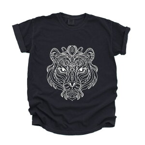 Simply Sage Market ���f�B�[�X �g�b�v�X T�V���c �O���t�B�b�N Simply Sage Marketiger Face Mandala - Women's Garment Dyed Graphic T-Shirt Black �u���b�N