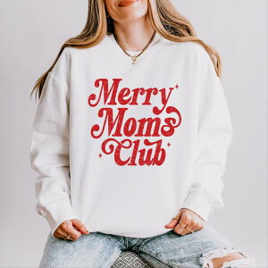 Simply Sage Market ���f�B�[�X �g�b�v�X T�V���c �X�E�F�b�g Simply Sage Market Merry Mom's Club Distressed - Women's Lightweight Garment Dyed Sweatshirt White �z���C�g