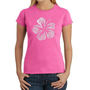 �G���G�[�|�b�v�A�[�g ���f�B�[�X �g�b�v�X T�V���c LA Pop Art Mahalo - Women's Word Art-Shirt Pink �s���N