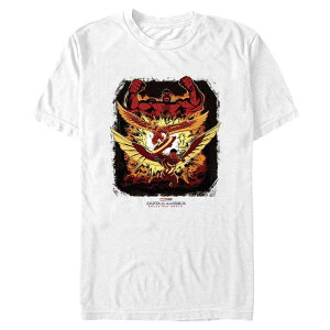 �}�[�x�� �����Y �g�b�v�X T�V���c �g�[�� �L���b�v �O���t�B�b�N Big & Tall Marvel Captain America Brave Neworld Explosion Poster Graphic Tee White �z���C�g