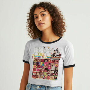 �A���u�����f�b�h ���f�B�[�X �g�b�v�X T�V���c �����N �O���t�B�b�N Unbranded Juniors' The Birds The Bees & The Monkee Graphic Ringer Baby Tee White Caviar �z���C�g