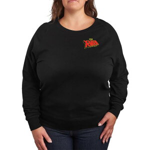�}�[�x�� ���f�B�[�X �g�b�v�X T�V���c �v���X�T�C�Y �p�C�� ���S Plusize Marvel X-Men Logo French Terry Long Sleeve Tee Black �u���b�N