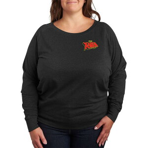 �}�[�x�� ���f�B�[�X �g�b�v�X T�V���c �v���X�T�C�Y �p�C�� ���S Plusize Marvel X-Men Logo French Terry Long Sleeve Tee Heather Charcoal �`���R�[��