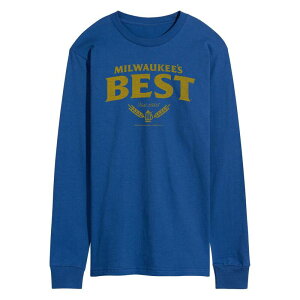 �A�j���L�����N�^�[ �����Y �g�b�v�X T�V���c ���S �O���t�B�b�N Licensed Character Men's Milwaukee's Best Distressed Logo Long Sleeve Graphic Tee Blue �u���[