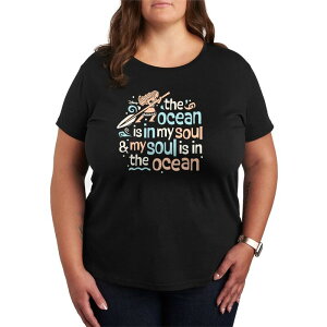 �f�B�Y�j�[ ���f�B�[�X �g�b�v�X T�V���c �v���X�T�C�Y �O���t�B�b�N Plusize Disney's Moana The Ocean Is In My Soul Graphic Tee Black �u���b�N