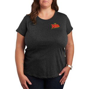 �A�j���L�����N�^�[ ���f�B�[�X �g�b�v�X T�V���c �v���X�T�C�Y ���S �O���t�B�b�N Licensed Character Plusize X-Men Logo Graphic Tee Heather Charcoal �`���R�[��
