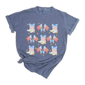 Simply Sage Market ���f�B�[�X �g�b�v�X T�V���c �u�[�c Simply Sage Market Coquette Patrioticowgirl Boots Chart Garment Dyed Tees Blue Jean �u���[