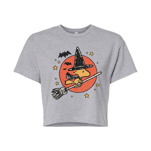 �A�j���L�����N�^�[ ���f�B�[�X �g�b�v�X T�V���c �N���b�v�h Licensed Character Juniors' Peanuts Woodstock Witchalloween Cropped Tee Heather Gray �O���[