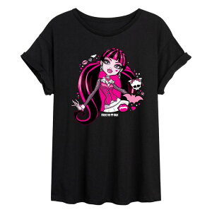 �A�j���L�����N�^�[ ���f�B�[�X �g�b�v�X T�V���c Licensed Character Juniors' Monster High Alumni Draculaura Oversized Tee Black �u���b�N