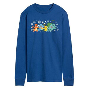 �A�j���L�����N�^�[ �����Y �g�b�v�X T�V���c �O���t�B�b�N Licensed Character Men's Pokemon Group Snowball Fight Long Sleeve Graphic Tee Royal Blue �u���[