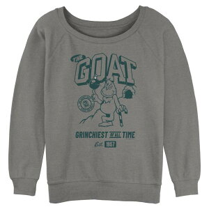 �A�j���L�����N�^�[ ���f�B�[�X �g�b�v�X T�V���c �p�C�� Licensed Character Juniors' The Grinch GOAT Long Sleeve Slouchy Terry Pullover Gray Heather �O���[