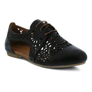 �X�v�����O�X�e�b�v ���f�B�[�X �V���[�Y �T���_�� ���[�X ���U�[ Spring Step Theone Women's Leather Lace-up Shoes Black �u���b�N