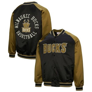 �~�b�`�F��&�l�X �����Y �A�E�^�[ �W���P�b�g�E�u���]�� �T�e�� Men's Mitchell & Ness Olive Milwaukee Bucks Clutch Satin Raglan Full-Snap Jacket Buk Multi �}���`�J���[