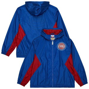 �~�b�`�F��&�l�X �����Y �A�E�^�[ �W���P�b�g�E�u���]�� Men's Mitchell & Ness Blue Detroit Pistons Playmaker Full-Zip Hooded Windbreaker Jacket Pis Blue �u���[