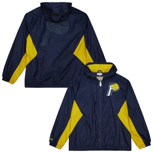 �~�b�`�F��&�l�X �����Y �A�E�^�[ �W���P�b�g�E�u���]�� Men's Mitchell & Ness Navy Indiana Pacers Playmaker Full-Zip Hooded Windbreaker Jacket Pcr Navy �l�C�r�[
