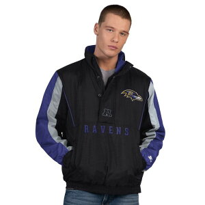 �X�^�[�^�[ �����Y �g�b�v�X T�V���c �W���P�b�g Men'starter Black Baltimore Ravens Thursday Night Gridiron Half-Zip Jacket Rav Black �u���b�N