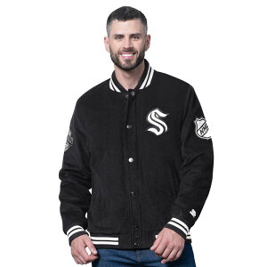 �X�^�[�^�[ �����Y �A�E�^�[ �W���P�b�g�E�u���]�� Men'starter Black Seattle Kraken Blackout Varsity Jacket Krk Black �u���b�N