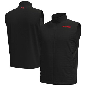 �A���_�[�A�[�}�[ �����Y �A�E�^�[ �W���P�b�g�E�u���]�� �x�X�g Men's Under Armour Black Wisconsin Badgers Drive Pro Storm Full-Zip Vest Wis Black �u���b�N