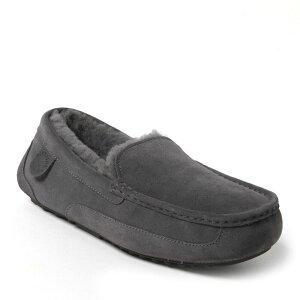 �f�B�A�t�H�[���Y �����Y �V���[�Y �T���_�� Fireside by Dearfoams Melbourne Genuine Shearling Men's Moccasin Slippers Gray Solid �O���[