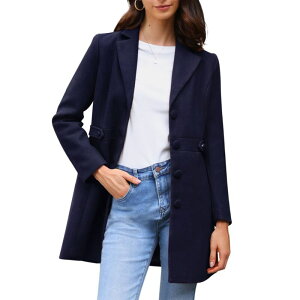 �A���O�� �P�[ ���f�B�[�X �A�E�^�[ �W���P�b�g�E�u���]�� �R�[�g ALLEGRA K Women's Notched Lapel Outerwear Winter Coat Deep Blue �u���[