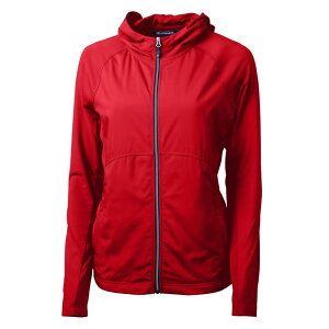 �J�b�^�[�A���h�o�b�N ���f�B�[�X �A�E�^�[ �W���P�b�g�E�u���]�� �j�b�g Cutter & Buck Adapt Eco Knit Hybrid Recycled Womens Full Zip Jacket Red ���b�h