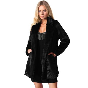 �A���O�� �P�[ ���f�B�[�X �A�E�^�[ �W���P�b�g�E�u���]�� �R�[�g ALLEGRA K Lapel Faux Fur Coat for Women's Fuzzy Winter Warm Jacket Overcoat with Pockets Black �u���b�N
