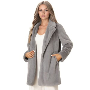 �A���O�� �P�[ ���f�B�[�X �A�E�^�[ �W���P�b�g�E�u���]�� �R�[�g ALLEGRA K Lapel Faux Fur Coat for Women's Fuzzy Winter Warm Jacket Overcoat with Pockets Grey �O���[