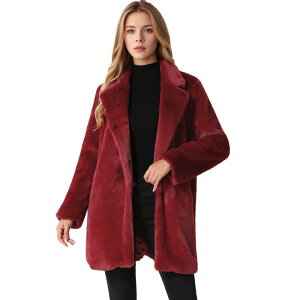 �A���O�� �P�[ ���f�B�[�X �A�E�^�[ �W���P�b�g�E�u���]�� �R�[�g ALLEGRA K Lapel Faux Fur Coat for Women's Fuzzy Winter Warm Jacket Overcoat with Pockets Red ���b�h