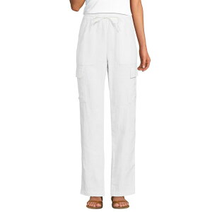 �����Y�G���h ���f�B�[�X �{�g���X �J�W���A���p���c �J�[�S�p���c ���l�� Women's Lands' End High-Rise Pull-On Linen Cargo Pants White �z���C�g