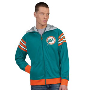 �A���u�����f�b�h �����Y �A�E�^�[ �W���P�b�g�E�u���]�� Unbranded Men's Pro Player Aqua/Coral Miami Dolphins Retro Helmet Full-Zip Hooded Track Jacket Dol Turq A �A�N�A