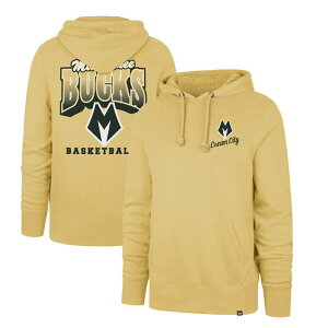 �t�H�[�e�B�Z�u���u�����h �����Y �g�b�v�X T�V���c �p�[�J�[ 47 Brand Men's '47 Gold Milwaukee Bucks 2025/26 City Edition Jab Step Headline Hoodie Buk Gold �S�[���h