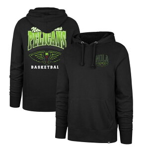 �t�H�[�e�B�Z�u���u�����h �����Y �g�b�v�X T�V���c �p�[�J�[ 47 Brand Men's '47 Black New Orleans Pelicans 2025/26 City Edition Jab Step Headline Hoodie Nor Black �u���b�N
