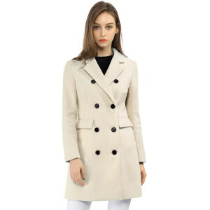 �A���O�� �P�[ ���f�B�[�X �A�E�^�[ �W���P�b�g�E�u���]�� �R�[�g ALLEGRA K Women's Notched Lapel Collar Double Breasted Mid Length Overcoat Beige �x�[�W��