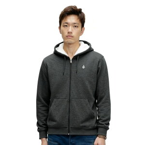 �{���R�� �����Y �g�b�v�X T�V���c �p�[�J�[ Men's Volcom Foreman Zip-Front Sherpa-Lined Hoodie Heather Black �u���b�N