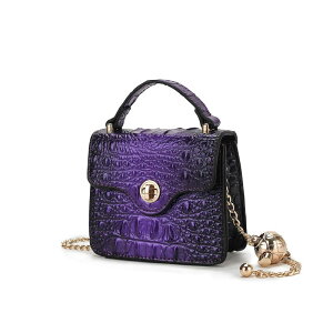 MKF �R���N�V���� ���f�B�[�X �o�b�O �~�j MKF Collection Luxe Croc-Embossed Mini Satchel Bag with Chain Strapurple �p�[�v��