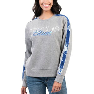 G-III ���f�B�[�X �g�b�v�X T�V���c �X�E�F�b�g Women's G-III 4Her by Carl Banks Gray St. Louis Blues Penalty Box Pullover Sweatshirt Blu Grey �O���[