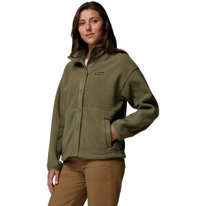 �R�����r�A ���f�B�[�X �A�E�^�[ �W���P�b�g�E�u���]�� �t���[�X Women's Columbia Cloud Point Snap Front Fleece Jacket Stone Green �O���[��
