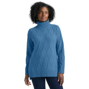 �W�F�V�J�����h�� ���f�B�[�X �A�E�^�[ �j�b�g�E�Z�[�^�[�g���l�b�N �v���X�T�C�Y Jessica London Women's Plusize Cable Turtleneck Sweater Dusty Indigo �C���f�B�S