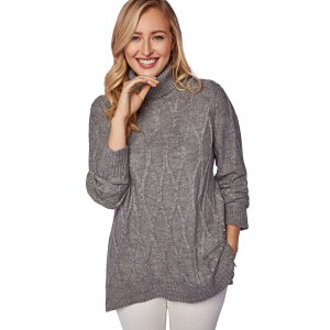 �W�F�V�J�����h�� ���f�B�[�X �A�E�^�[ �j�b�g�E�Z�[�^�[�g���l�b�N �v���X�T�C�Y Jessica London Women's Plusize Cable Turtleneck Sweater Medium Heather Grey �O���[