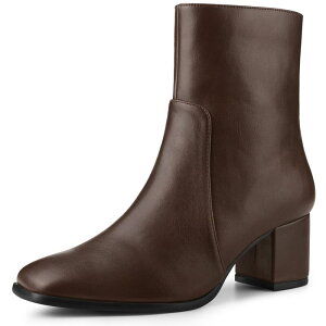 �A���O�� �P�[ ���f�B�[�X �V���[�Y �u�[�c�E���C���u�[�c �A���N�� �q�[�� ALLEGRA K Women'square Toe Side Zip Block Heel Ankle Boots Coffee �R�[�q�[