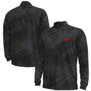 �A���_�[�A�[�}�[ �����Y �g�b�v�X T�V���c Men's Under Armour Black Wisconsin Badgers Freedom Collection ArmorFuse Half-Zip Top Wis Black �u���b�N
