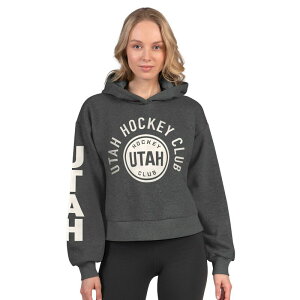 �X�^�[�^�[ ���f�B�[�X �g�b�v�X T�V���c �N���b�v�h �t���[�X �p�[�J�[ Women'starter Heather Charcoal Utah Mammoth Star Player Cropped Fleece Hoodie Utm Charco �`���R�[��