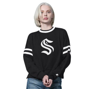 �X�^�[�^�[ ���f�B�[�X �g�b�v�X T�V���c �X�E�F�b�g �N���b�v�h �t���[�X Women'starter Black Seattle Kraken Rally Fleece Cropped Sweatshirt Krk Black �u���b�N