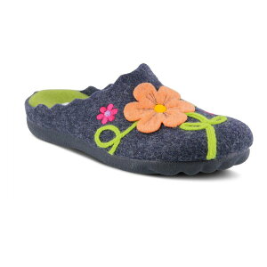 �t���N�T�X ���f�B�[�X �V���[�Y �T���_�� �E�[�� Flexus by Spring Steposie Women's Wool Slippers Navy �l�C�r�[