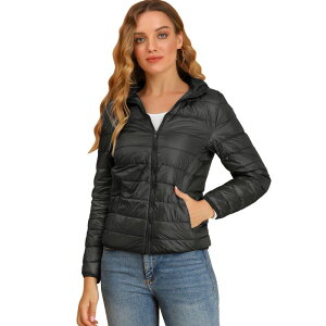 �A���O�� �P�[ ���f�B�[�X �A�E�^�[ �W���P�b�g�E�u���]�� �_�E�� ALLEGRA K Women's Hooded Lightweight Down Packable Puffyer Jacket Black �u���b�N