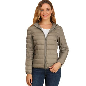 �A���O�� �P�[ ���f�B�[�X �A�E�^�[ �W���P�b�g�E�u���]�� �_�E�� ALLEGRA K Women's Hooded Lightweight Down Packable Puffyer Jacket Khaki �J�[�L