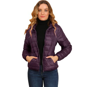 �A���O�� �P�[ ���f�B�[�X �A�E�^�[ �W���P�b�g�E�u���]�� �_�E�� ALLEGRA K Women's Hooded Lightweight Down Packable Puffyer Jacket Purple �p�[�v��