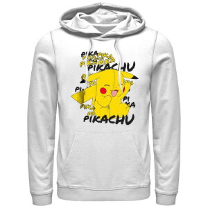�A�j���L�����N�^�[ �����Y �g�b�v�X T�V���c �p�[�J�[ Licensed Character Men's Pokemon Pikachu Laughing Hoodie White �z���C�g