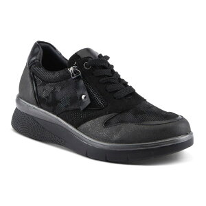 �t���N�T�X ���f�B�[�X �V���[�Y �X�j�[�J�[ �v���b�g�t�H�[�� Flexus by Spring Step Wyclef Women's Platform Sneakers Black �u���b�N